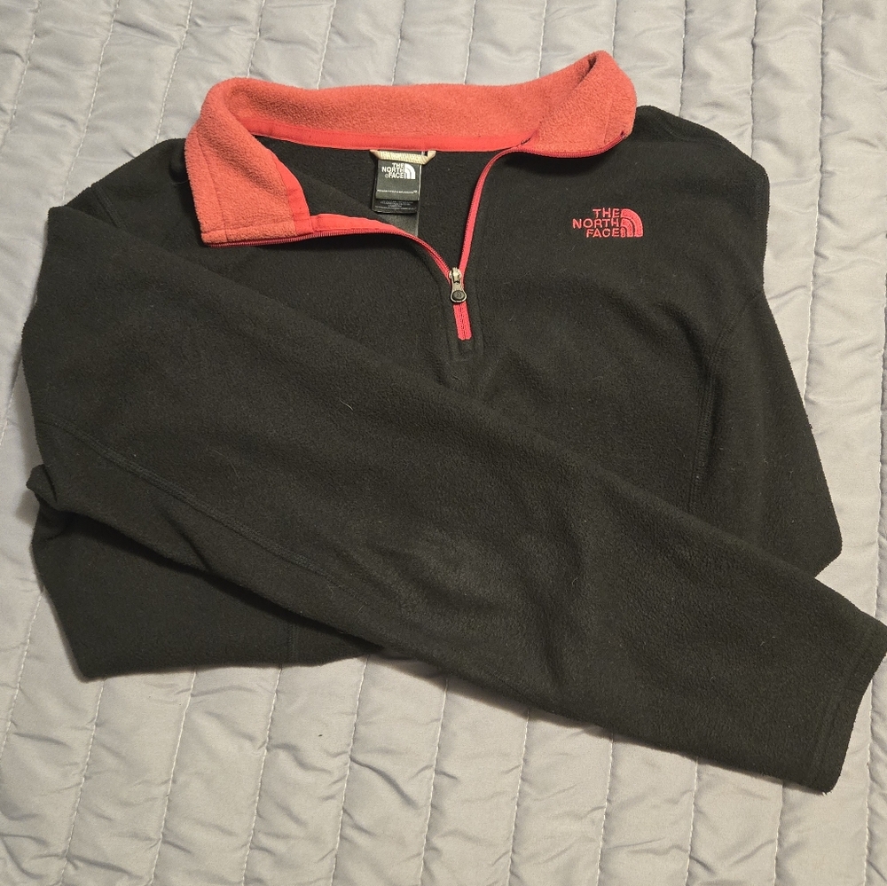 The North Face Black and Pink Fleece Pullover